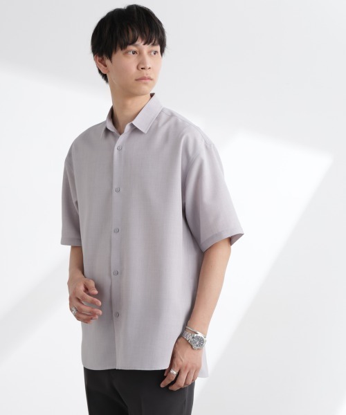 NANO universe(ナノユニバース)の「ライトウェイトドライシャツ 半袖(セットアップ可)(シャツ/ブラウス・メンズ・グレー/ライトグレー/ネイビー・S/M/L/XL)」の11枚目の写真