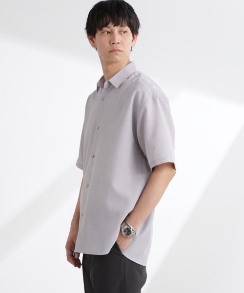 NANO universe(ナノユニバース)の「ライトウェイトドライシャツ 半袖(セットアップ可)(シャツ/ブラウス・メンズ・グレー/ライトグレー/ネイビー・S/M/L/XL)」の12枚目の写真