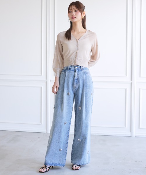 アンミヌ フロントタックデニム L.BLUE unminou フロントタックデニム