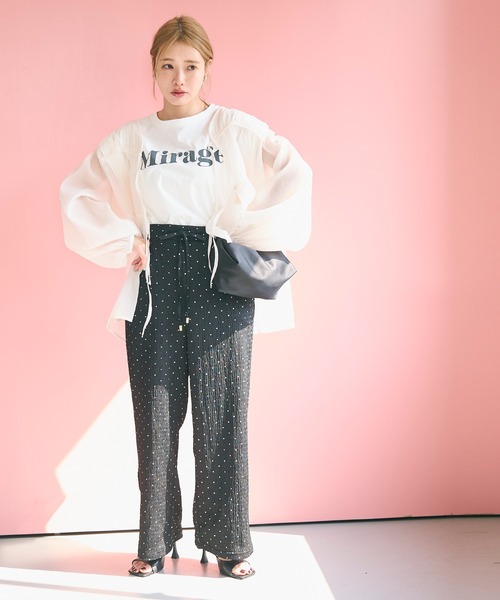 coca（coca）（コカ）の「シアーリボンギャザーブラウス（シャツ/ブラウス・レディース・チャコール/アイボリー/グレイッシュベージュ/グリーン・L/M）」の9枚目の写真