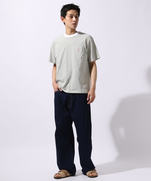 新品未使用⭐︎完売⭐︎DANTON ダントン　ショート丈　袖ワンポイント DANTON（ダントン）】ショートスリーブストライプポケットT