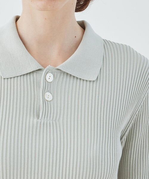 新品 今季 GALERIE VIE ギザコットンリブ ポロカラープルオーバー ギザコットンリブ ポロカラープルオーバー（ニット/セーター