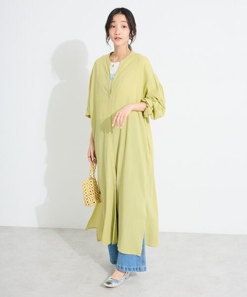 CRAFT STANDARD BOUTIQUE（クラフトスタンダードブティック）の「ジョーゼットワンピース（シャツワンピース・レディース・ブラック/レッド/オフホワイト/イエロー・FREE）」の10枚目の写真