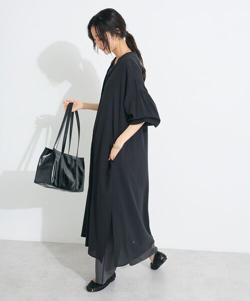 CRAFT STANDARD BOUTIQUE（クラフトスタンダードブティック）の「ジョーゼットワンピース（シャツワンピース・レディース・ブラック/レッド/オフホワイト/イエロー・FREE）」の17枚目の写真