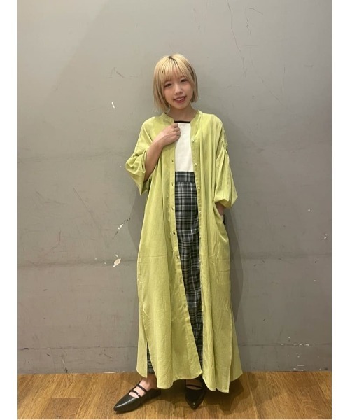 CRAFT STANDARD BOUTIQUE（クラフトスタンダードブティック）の「ジョーゼットワンピース（シャツワンピース・レディース・ブラック/レッド/オフホワイト/イエロー・FREE）」の5枚目の写真