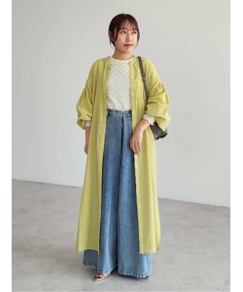 CRAFT STANDARD BOUTIQUE（クラフトスタンダードブティック）の「ジョーゼットワンピース（シャツワンピース・レディース・ブラック/レッド/オフホワイト/イエロー・FREE）」の6枚目の写真