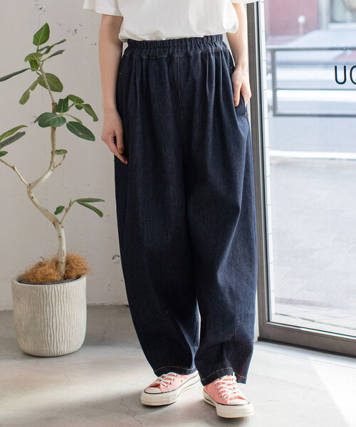 POU DOU DOU（プードゥドゥ）の「2タックカーブパンツ（その他パンツ・レディース・ブラック/キナリ/インディゴブルー・M）」の3枚目の写真