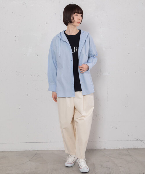 POU DOU DOU（プードゥドゥ）の「2タックカーブパンツ（その他パンツ・レディース・ブラック/キナリ/インディゴブルー・M）」の4枚目の写真