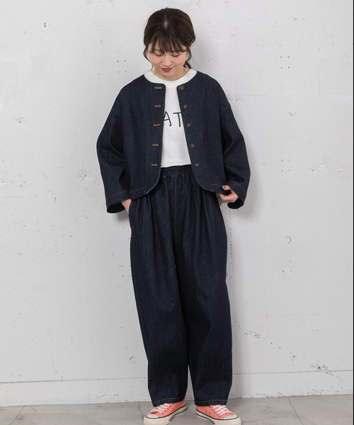 POU DOU DOU（プードゥドゥ）の「2タックカーブパンツ（その他パンツ・レディース・ブラック/キナリ/インディゴブルー・M）」の7枚目の写真