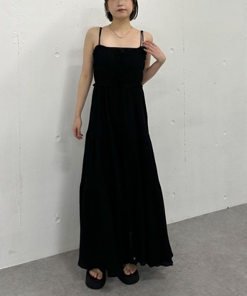 archives(アルシーヴ)の「ビスチェシャーリングコットンキャミワンピース(ワンピース・レディース・ブラック/オフホワイト/ブルー・MEDIUM)」の2枚目の写真