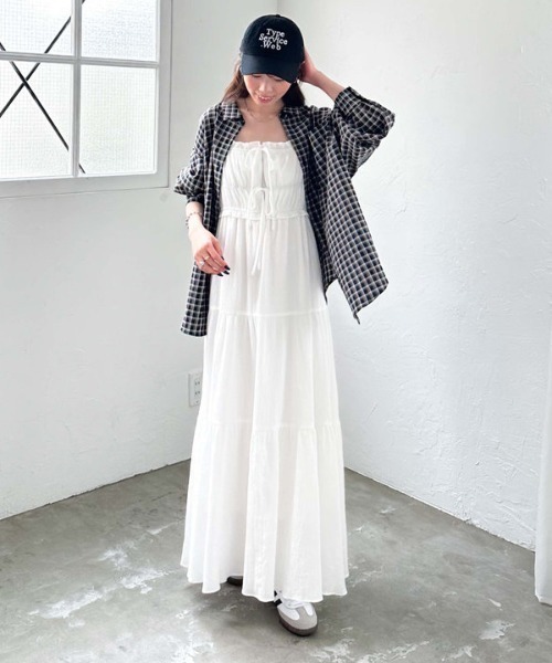 archives(アルシーヴ)の「ビスチェシャーリングコットンキャミワンピース(ワンピース・レディース・ブラック/オフホワイト/ブルー・MEDIUM)」の5枚目の写真