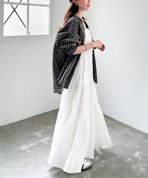 archives(アルシーヴ)の「ビスチェシャーリングコットンキャミワンピース(ワンピース・レディース・ブラック/オフホワイト/ブルー・MEDIUM)」の7枚目の写真