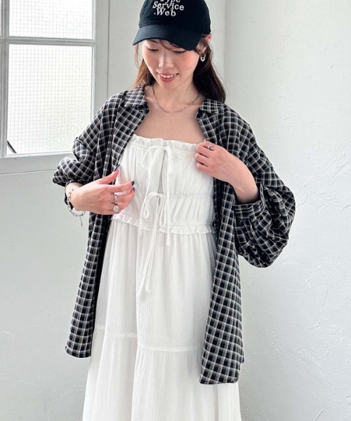 archives(アルシーヴ)の「ビスチェシャーリングコットンキャミワンピース(ワンピース・レディース・ブラック/オフホワイト/ブルー・MEDIUM)」の10枚目の写真