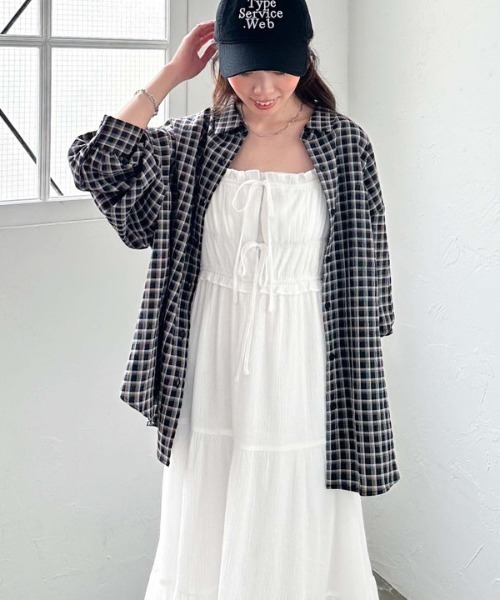 archives(アルシーヴ)の「ビスチェシャーリングコットンキャミワンピース(ワンピース・レディース・ブラック/オフホワイト/ブルー・MEDIUM)」の11枚目の写真