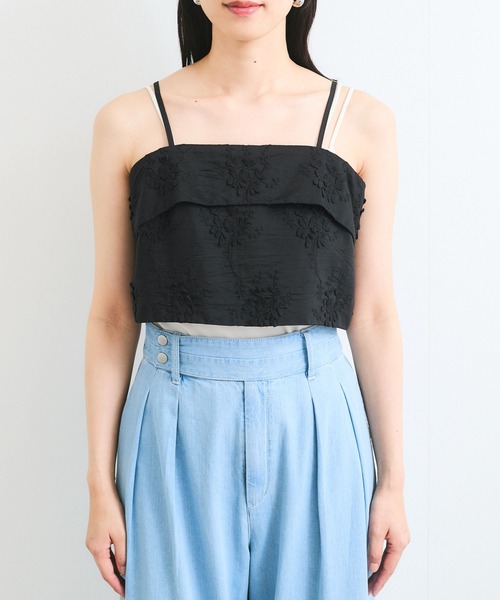 VIS（ビス）の「立体フラワービスチェ（キャミソール・レディース・ホワイト/ブラック・FREE）」の6枚目の写真