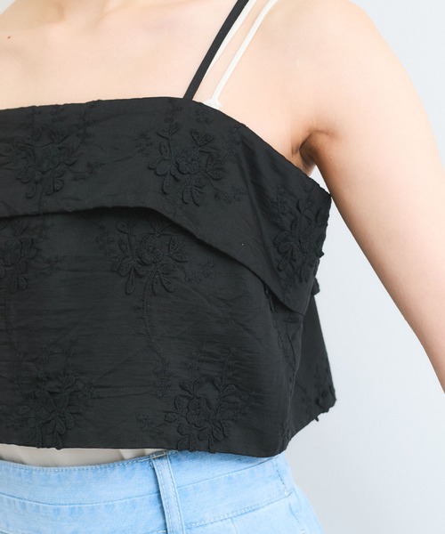 VIS（ビス）の「立体フラワービスチェ（キャミソール・レディース・ホワイト/ブラック・FREE）」の11枚目の写真