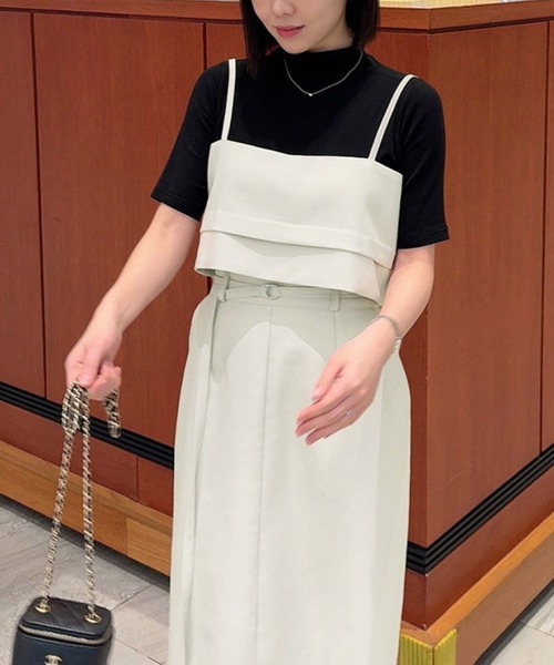 Girly Doll(ガーリードール)の「キャミソールビスチェとベルト付きスカートセットアップ(セットアップ・レディース・ネイビー/ベージュ・F)」の4枚目の写真