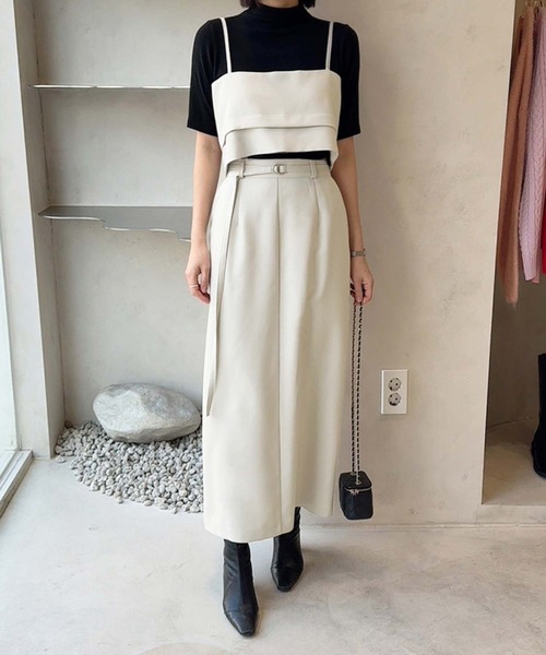 Girly Doll(ガーリードール)の「キャミソールビスチェとベルト付きスカートセットアップ(セットアップ・レディース・ネイビー/ベージュ・F)」の10枚目の写真