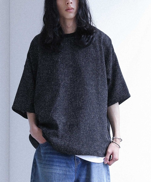 MDR(エムディアール)の「『カットツイード オーバーシルエット 半袖Tシャツ』(Tシャツ/カットソー・メンズ・杢グレー/ブラック・L/M)」の4枚目の写真