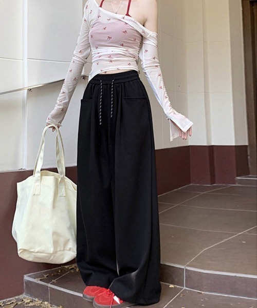 Miniministore(ミニミニストア)の「ワイドシルエットシンプルスウェットパンツ(スウェットパンツ・レディース・ネイビー/オフホワイト/ブラック/グレー・S/L/XL/M)」の18枚目の写真