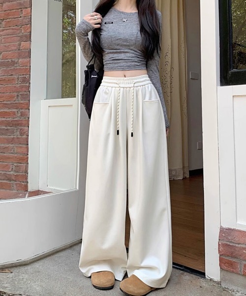 Miniministore(ミニミニストア)の「ワイドシルエットシンプルスウェットパンツ(スウェットパンツ・レディース・ネイビー/オフホワイト/ブラック/グレー・S/L/XL/M)」の20枚目の写真