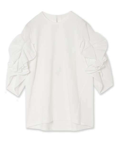 Audie a Muses(オーディアミューズ)の「袖ギャザーフリルブラウス(Tシャツ/カットソー・レディース・ブラック/オフホワイト・42/38)」の20枚目の写真