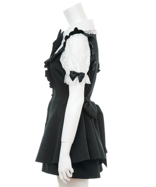 半袖レースピンタックフリルヨーク切替セットアップ（セットアップ