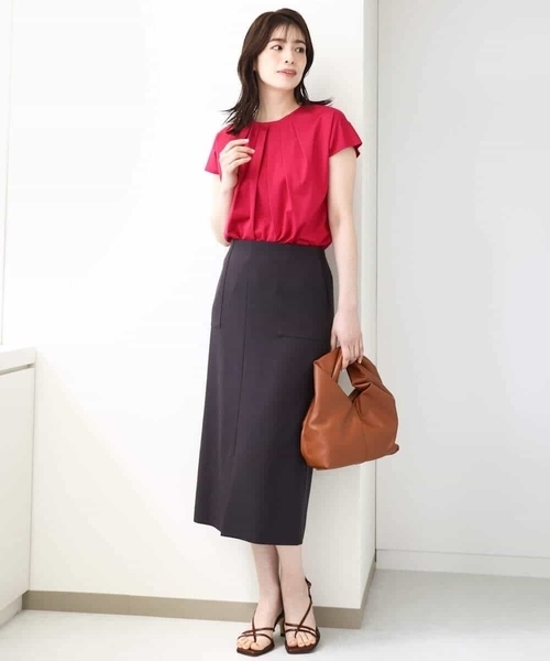 OFUON le MK（オフオンルエムケー）の「コットン天竺カットソー/洗える/WEB限定サイズあり（Tシャツ/カットソー・レディース・ネイビー/ホワイト/ピンク・36/38）」の4枚目の写真