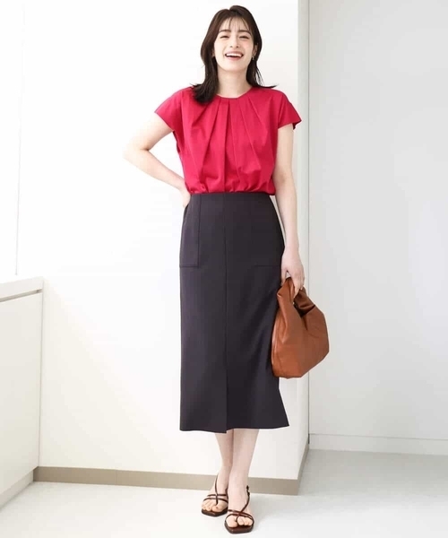 OFUON le MK（オフオンルエムケー）の「コットン天竺カットソー/洗える/WEB限定サイズあり（Tシャツ/カットソー・レディース・ネイビー/ホワイト/ピンク・36/38）」の5枚目の写真