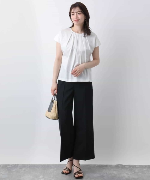 OFUON le MK（オフオンルエムケー）の「コットン天竺カットソー/洗える/WEB限定サイズあり（Tシャツ/カットソー・レディース・ネイビー/ホワイト/ピンク・36/38）」の8枚目の写真