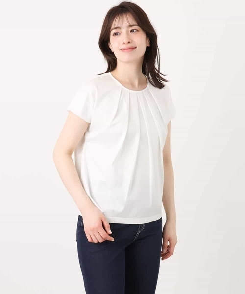 OFUON le MK(オフオンルエムケー)の「コットン天竺カットソー/洗える/WEB限定サイズあり(Tシャツ/カットソー・レディース・ネイビー/ホワイト/ピンク・36/38)」の14枚目の写真