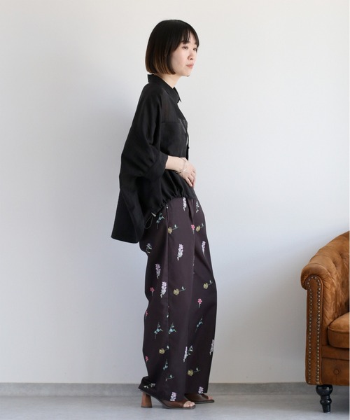 ブラウス シャツ 程よい透け感とふんわりシルエット♪「イージーケア」シアーミックスドルマンスリーブドロストシャツ レディース cepo ブラウス シャツ 程よい透け感とふんわりシルエット