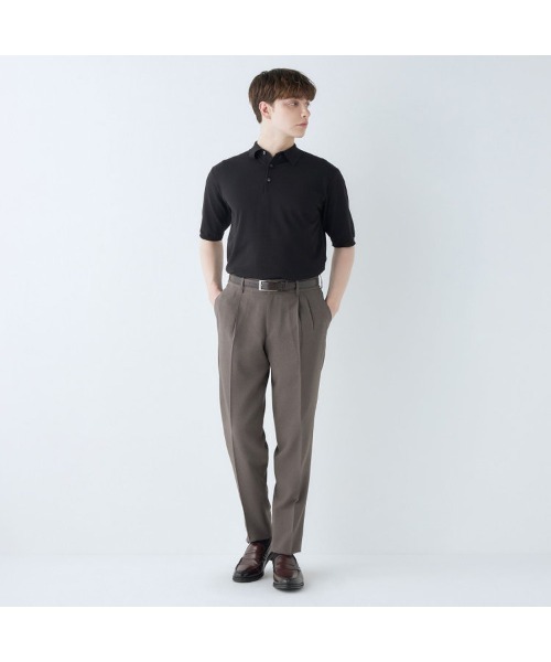 SUIT SELECT（スーツセレクト）の「【5分袖】洗えるレトロポロシャツ（ポロシャツ・メンズ・ネイビー/ブラック・SMALL/MEDIUM/LARGE/X-LARGE）」の4枚目の写真