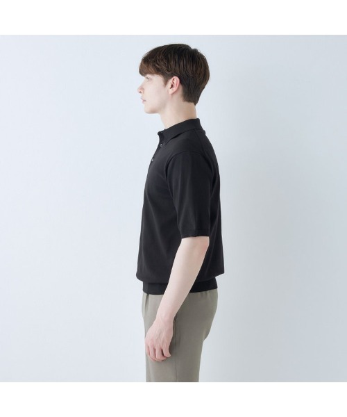 SUIT SELECT（スーツセレクト）の「【5分袖】洗えるレトロポロシャツ（ポロシャツ・メンズ・ネイビー/ブラック・SMALL/MEDIUM/LARGE/X-LARGE）」の5枚目の写真