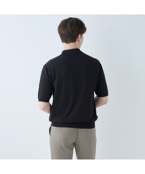 SUIT SELECT（スーツセレクト）の「【5分袖】洗えるレトロポロシャツ（ポロシャツ・メンズ・ネイビー/ブラック・SMALL/MEDIUM/LARGE/X-LARGE）」の6枚目の写真