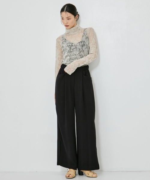 STUDIOUS(ステュディオス)の「【STUDIOUS/ステュディオス】BACK SATIN SIDE SLIT PANTS/バックサテンサイドスリットパンツ(その他パンツ・レディース・ブラック/ホワイト・1/2)」の22枚目の写真