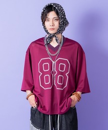a.p.o.v. ナンバリングプリントクロップド丈オーバーサイズメッシュゲームシャツ