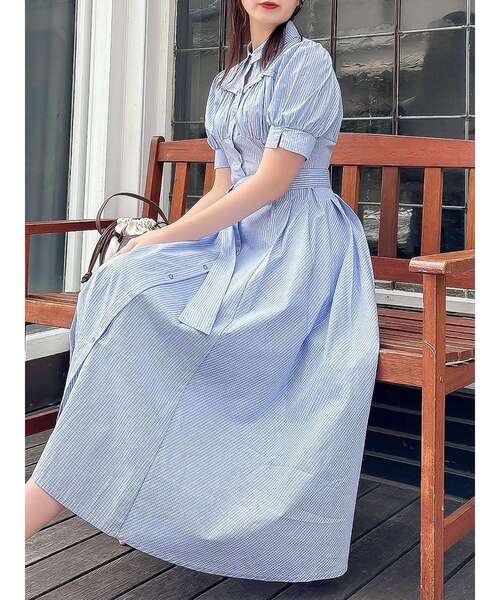 dazzlin POLO コルセットスウィッチングシャツワンピース POLOBCSコラボ】コルセットスウィッチングシャツワンピース