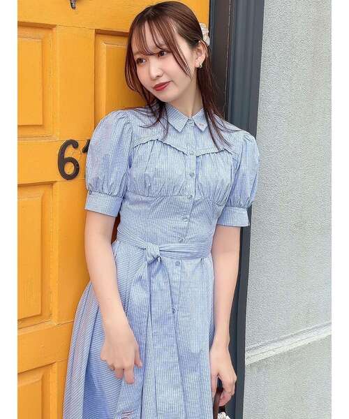 POLOBCSコラボ　コルセットスウィッチングシャツワンピースネイビーSサイズ セール】【POLOBCSコラボ】コルセットスウィッチングシャツ