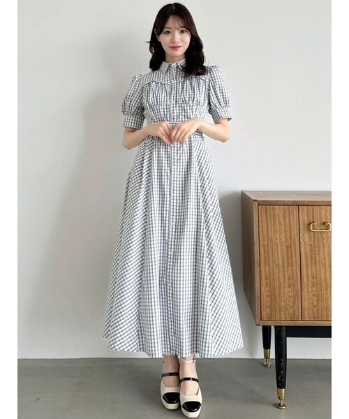 dazzlin コルセットスウィッチングシャツワンピース ネイビー Sサイズ POLOBCSコラボ】コルセットスウィッチングシャツワンピース