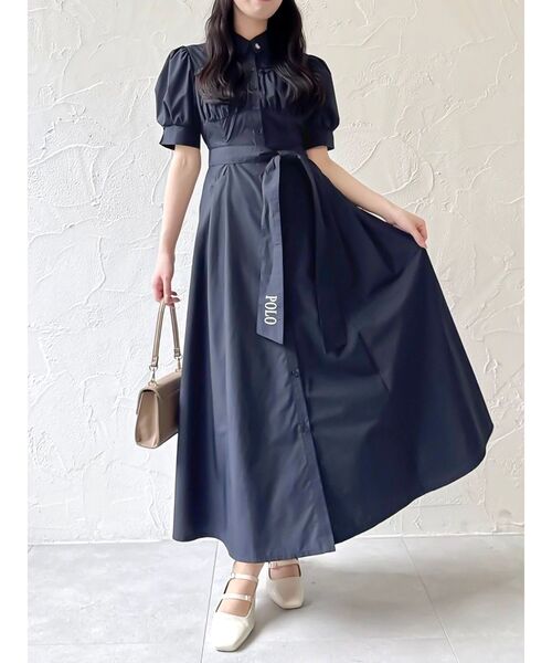 dazzlin コルセットスウィッチングシャツワンピース ネイビー Sサイズ POLOBCSコラボ】コルセットスウィッチングシャツワンピース