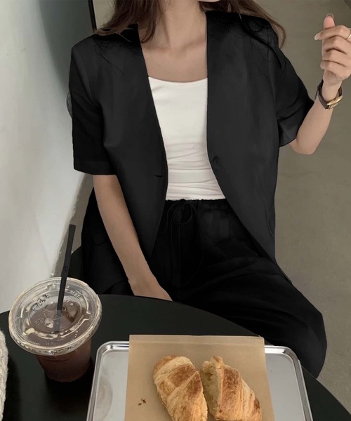 AMACA ワイドパンツ セットアップ リネン混 オフホワイト ノーカラー 38 AMACA ワイドパンツ セットアップ リネン混 オフホワイト ノー