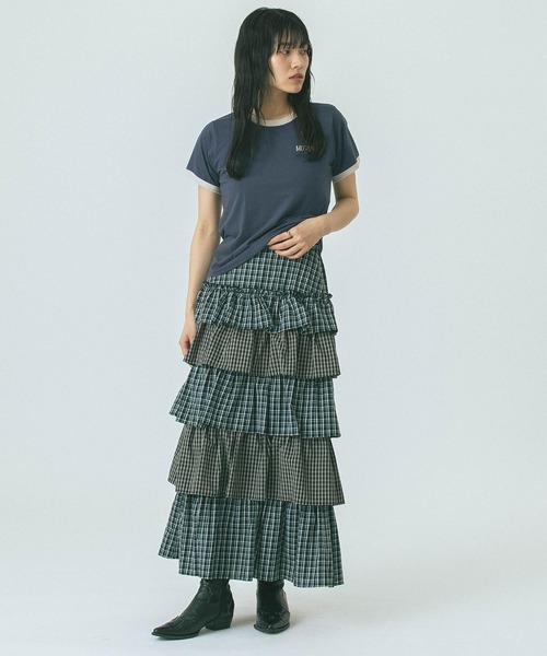 ROSE BUD（ローズバッド）の「CHECK TIERED SKIRT（スカート・レディース・ブラウン/ブルー・ONE SIZE）」の11枚目の写真