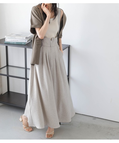 AMELY（エミリー）の「フレアジャンパースカート（スカート・レディース・ブラック/ブラウン系1/杢グレー/ベージュ系・フリー）」の4枚目の写真