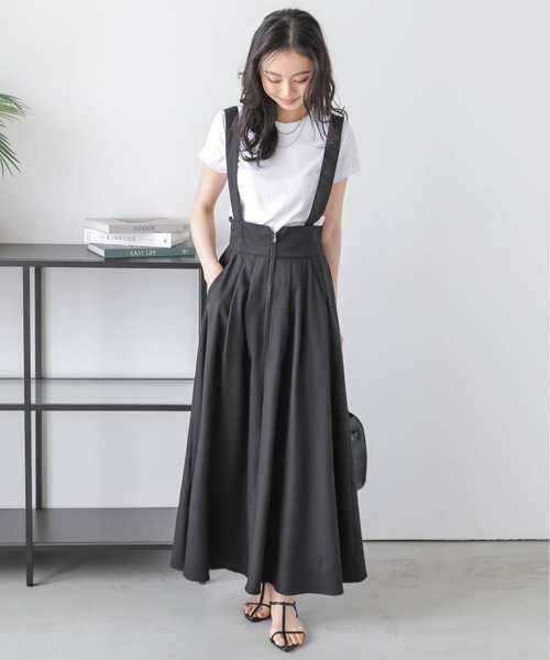 AMELY（エミリー）の「フレアジャンパースカート（スカート・レディース・ブラック/ブラウン系1/杢グレー/ベージュ系・フリー）」の5枚目の写真