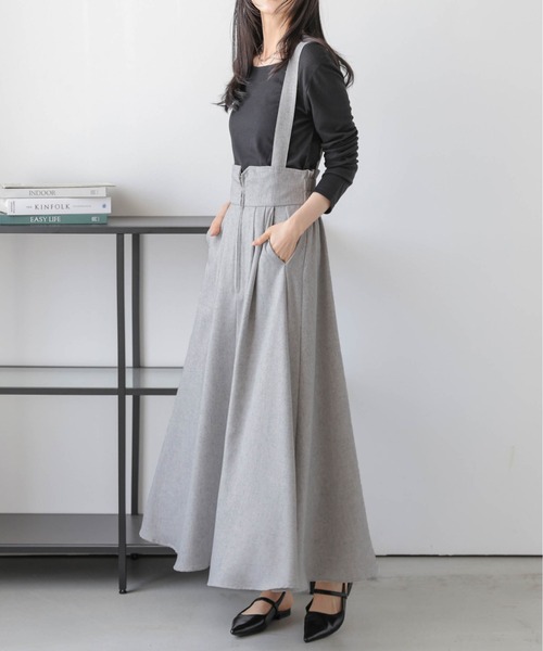 AMELY（エミリー）の「フレアジャンパースカート（スカート・レディース・ブラック/ブラウン系1/杢グレー/ベージュ系・フリー）」の8枚目の写真