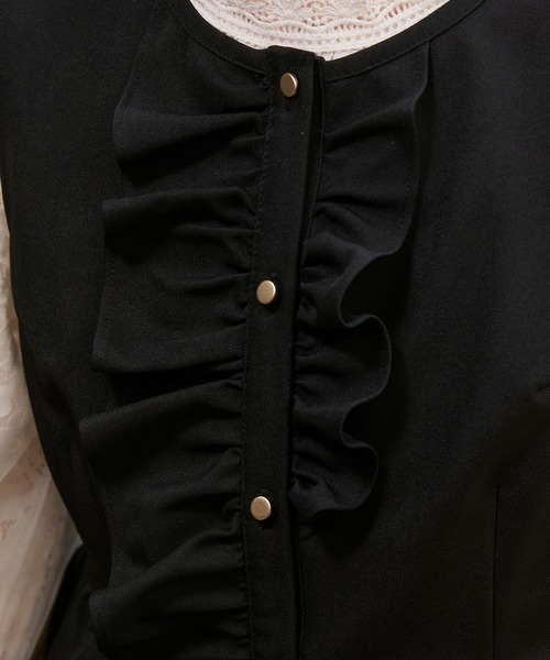 BONLECILL noir（ボンルシールノワール）の「【BONLECILL noir】ペプラムフリルジレ＆アシメスリットスラックス（パンツドレス・レディース・ネイビー/チャコールグレー/ブラック・L/M）」の19枚目の写真