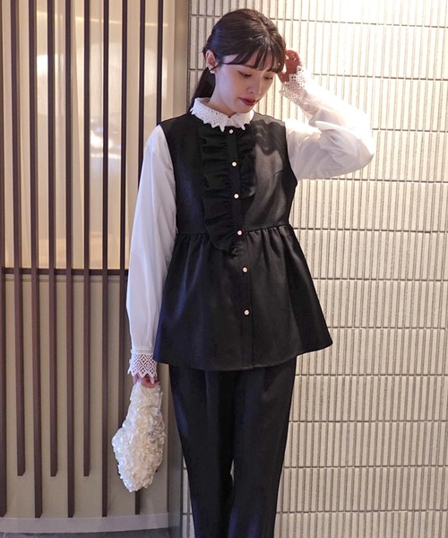 セール】【BONLECILL noir】ペプラムフリルジレ＆アシメスリット