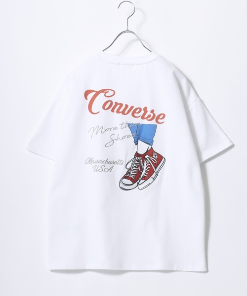 CONVERSE(コンバース)の「CONVERSE(コンバース)ドライ素材 シューズグラフィックバックプリントTシャツ レディース(Tシャツ/カットソー・レディース・グリーン/オフホワイト/ネイビー/スミクロ・M/L)」の1枚目の写真