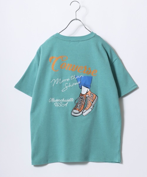 CONVERSE(コンバース)の「CONVERSE(コンバース)ドライ素材 シューズグラフィックバックプリントTシャツ レディース(Tシャツ/カットソー・レディース・グリーン/オフホワイト/ネイビー/スミクロ・M/L)」の3枚目の写真